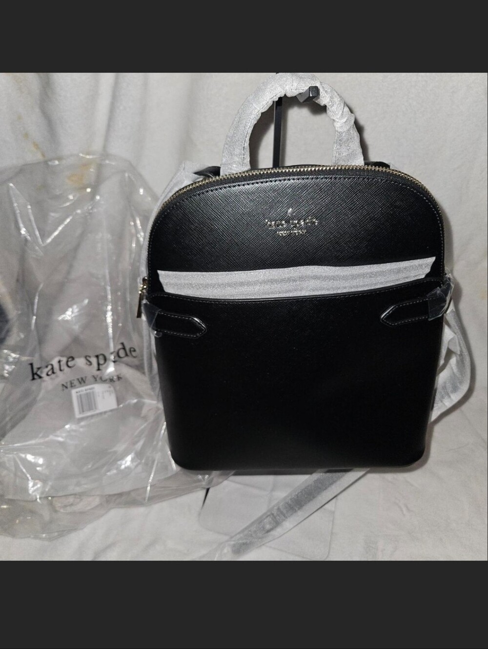 kate spade Black Womens Backpack with Contrasting Gold Trim